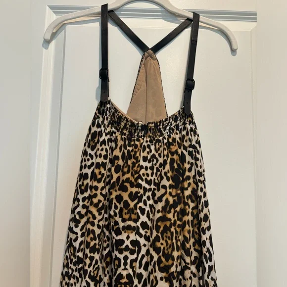 Rachel Zoe Silk leopard print maxi dress with leather straps - Picture 4 of 9